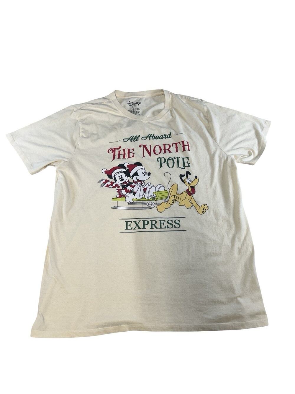 Disney Mickey Minnie Pluto North Pole Express Christmas T-Shirt Adult XL